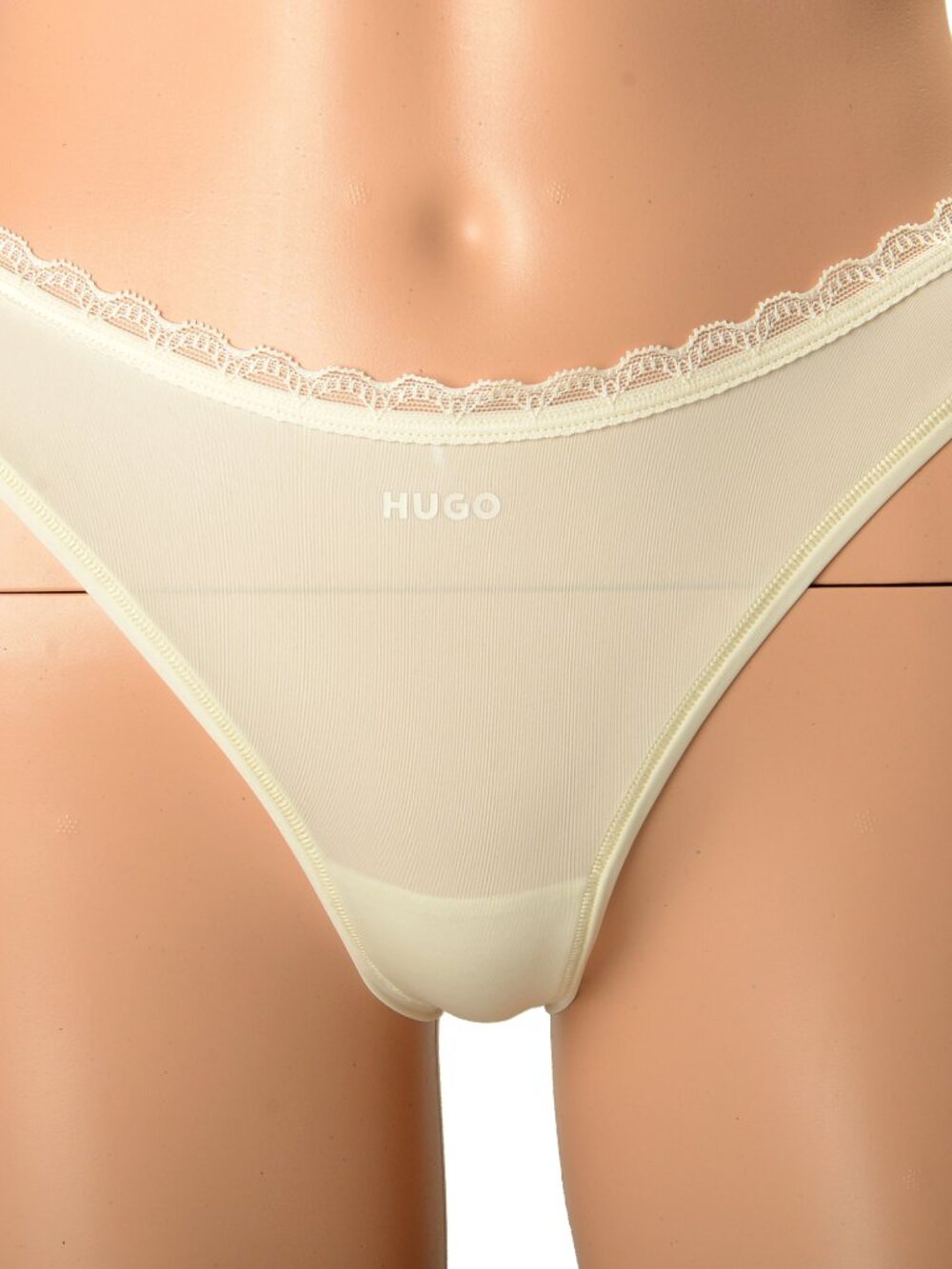 Hugo Boss Women's "Hipster_Aurora" Ivory Logo Lace Trimmed Panties US S IT 40